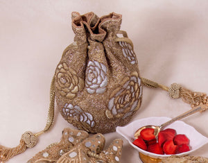 Rosette Gold Potli