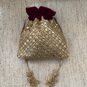 Gold Aabla Potli with Velvet