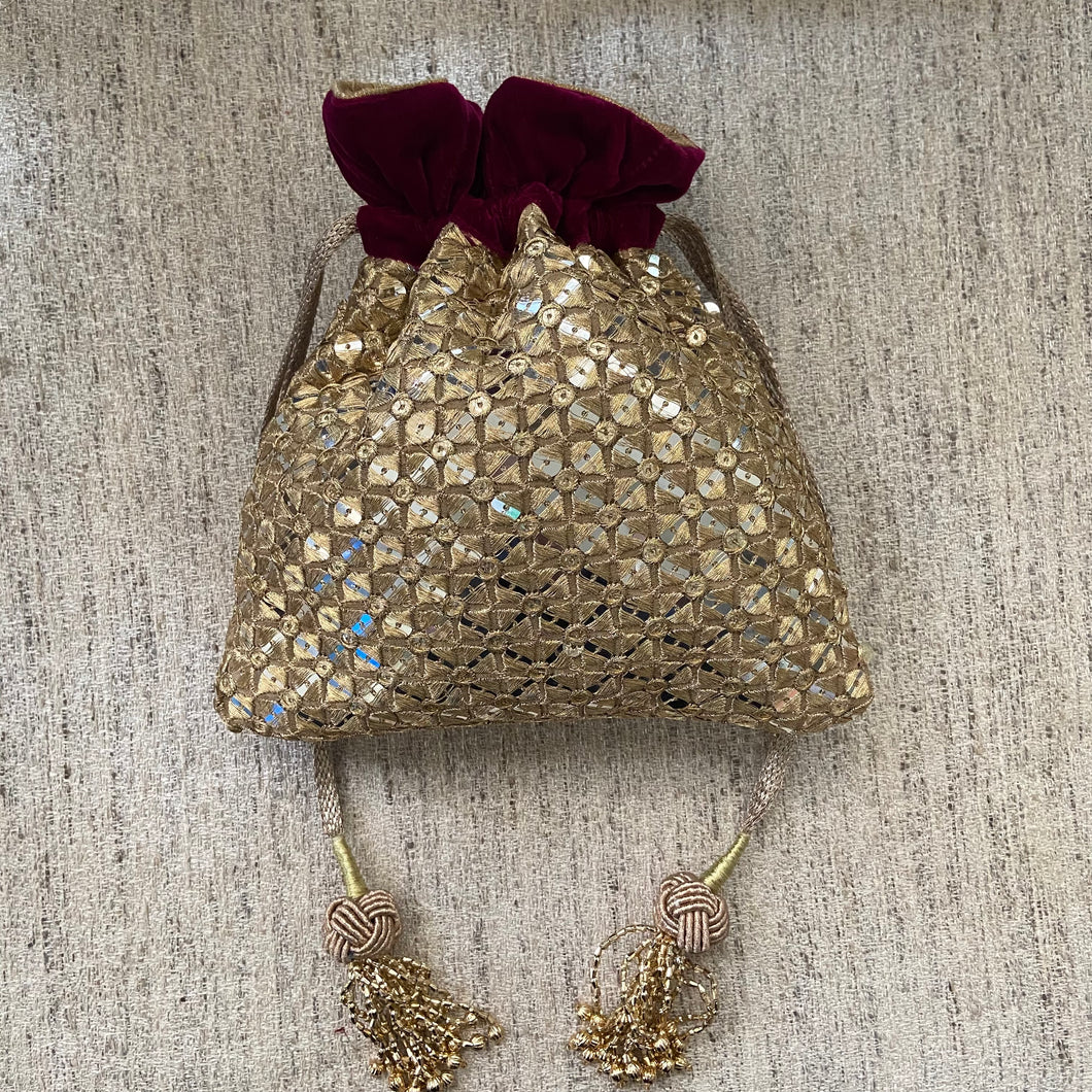 Gold Aabla Potli with Velvet